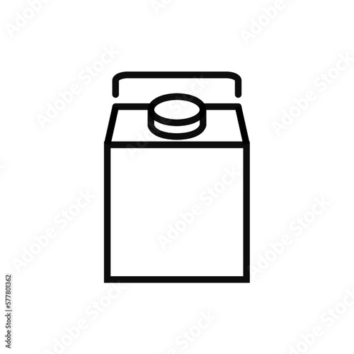 Drink carton pictogram. Front view. Milk, juice, yoghurt packaging. Outline logo, sign, symbol. Vector line illustration isolated on white. Garbage recycle, reduce, reuse