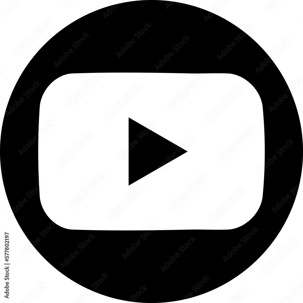 Vecteur Stock Black YouTube logo on a transparent background. Realistic