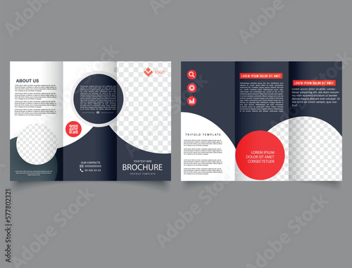 Corporate business trifold brochure template design. Flyer with circles.