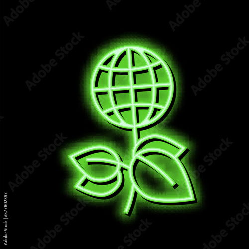 green plants planet ecosystem neon glow icon illustration