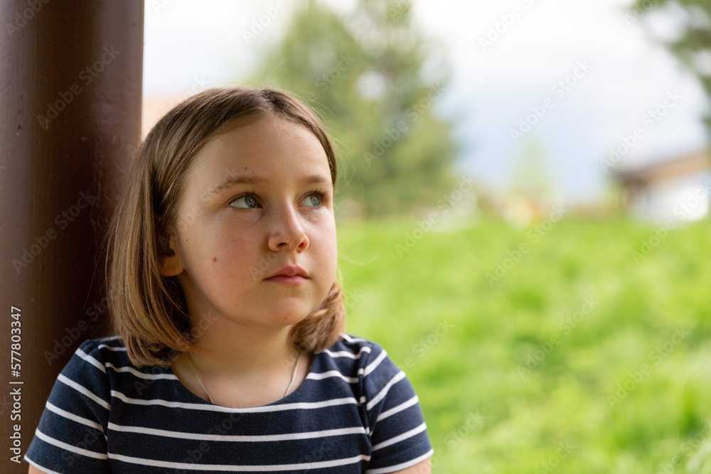 Cute schoolgirl girl in a children's camp on vacation Cute schoolgirl girl in a children's camp on vacation