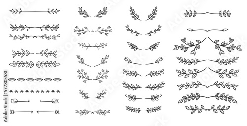 collection of hand drawn floral elements.