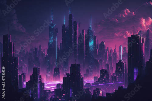 night landscape of a futuristic city
