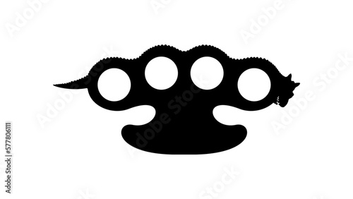 Brass knuckles with dragon silhouette