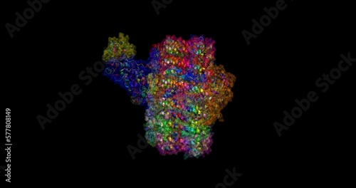 Photosynthetic light-harvesting LH1 complex-associated RC 3D protein molecule spinning 4K photo