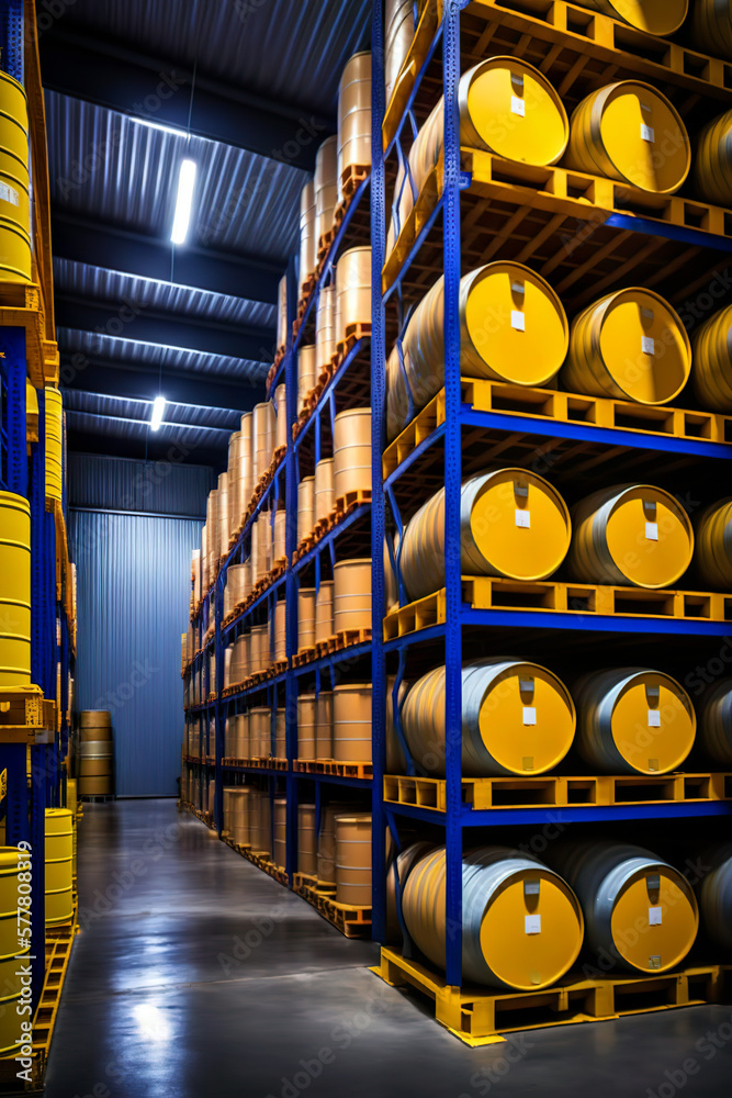 Storage of dangerous goods in logistics warehouses. Dangerous chemicals