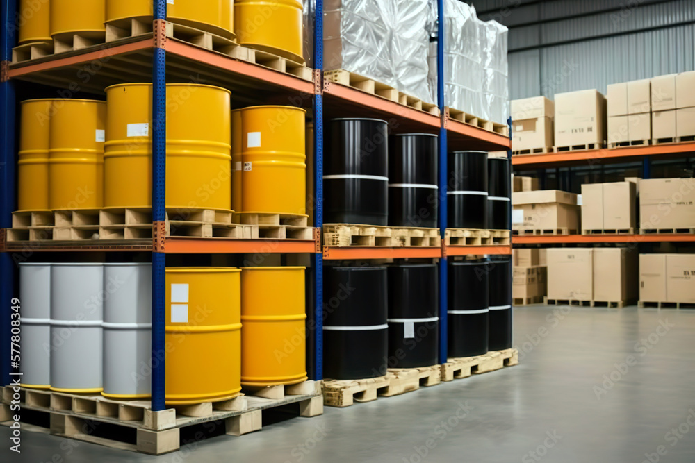 Storage of dangerous goods in logistics warehouses. Dangerous chemicals