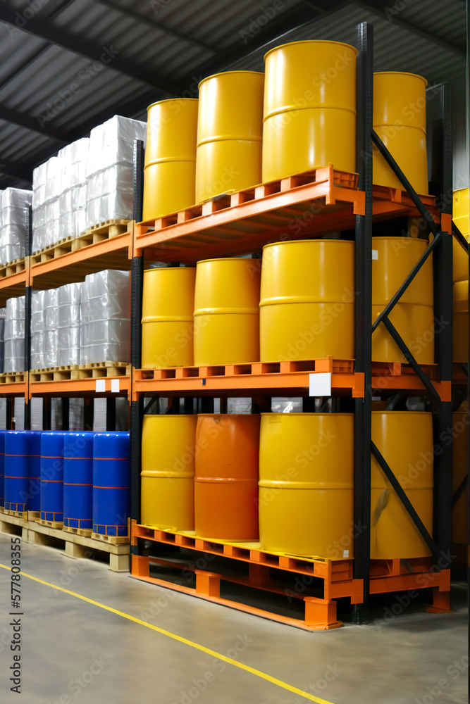 Storage of dangerous goods in logistics warehouses. Dangerous chemicals