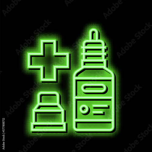 nasal or eye drops homeopathy neon glow icon illustration