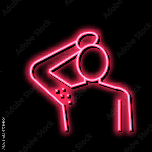 armpit hair laser removal neon glow icon illustration