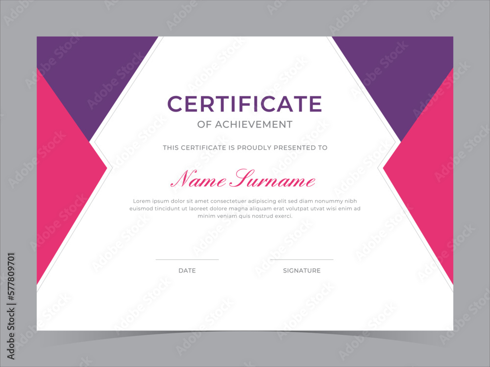 Naklejka premium Modern Certificate Template Vector Design