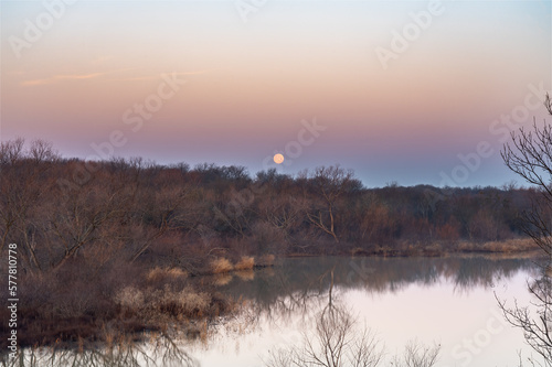 Moonset over Mansfield, TX