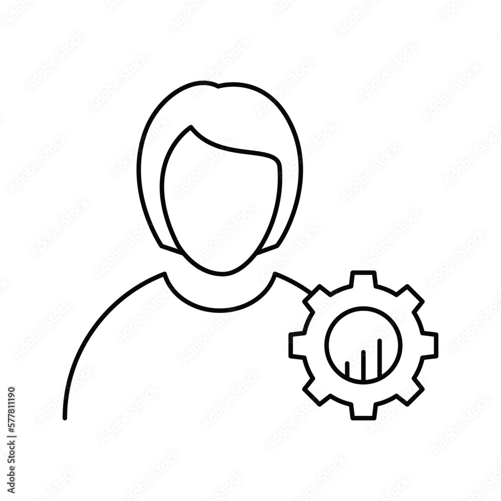 women, gear, grow, business women management icon women, gear, grow, business women management icon