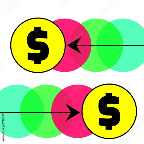 Dollar buying and selling also receiving and sending transaction concept