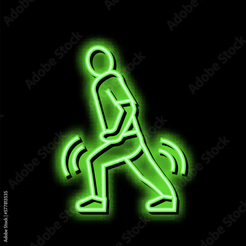 pain when walking flat feet neon glow icon illustration