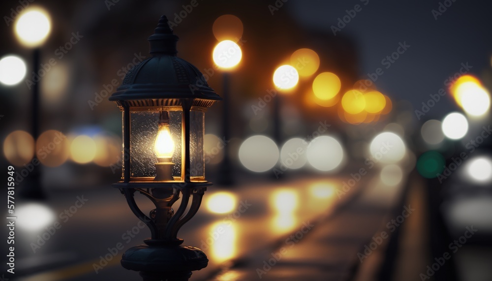 Lamp Post in the city, 4K Landscape. Generative AI Lamp Post in the city, 4K Landscape. Generative AI