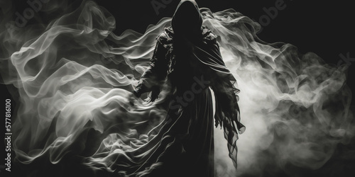 silhouette of a scary person in the dark. Generative AI