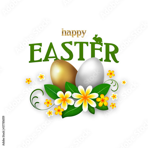 Easter card with eggs and flowers