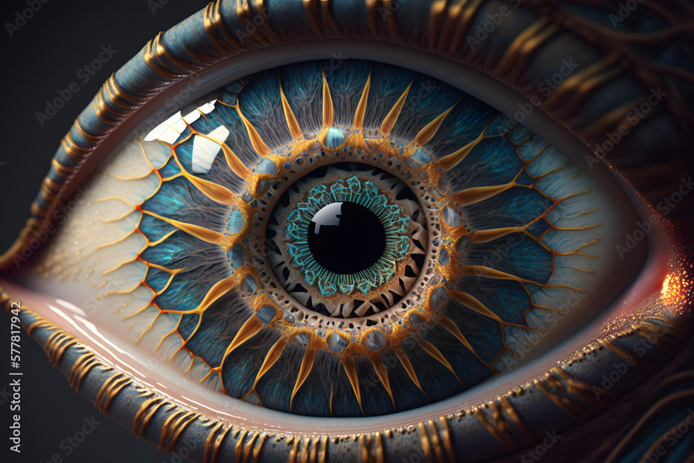 Fototapeta premium Psychedelic abstract eye. Generative AI