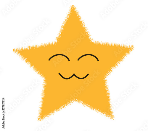 Fluffy star with cute  face vector illustration