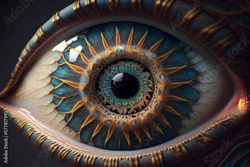 Psychedelic abstract eye. Generative AI