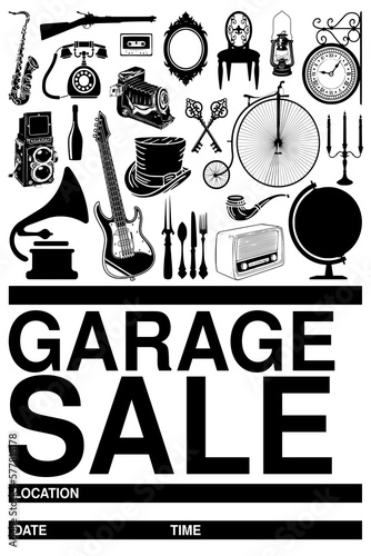 Garage sale sign or poster template. Template for poster, banner, flyer. Yard sale flyer template