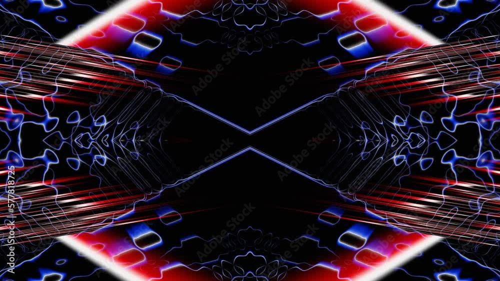 Abstract blinking red and blue neon glow arrows vj loop animation