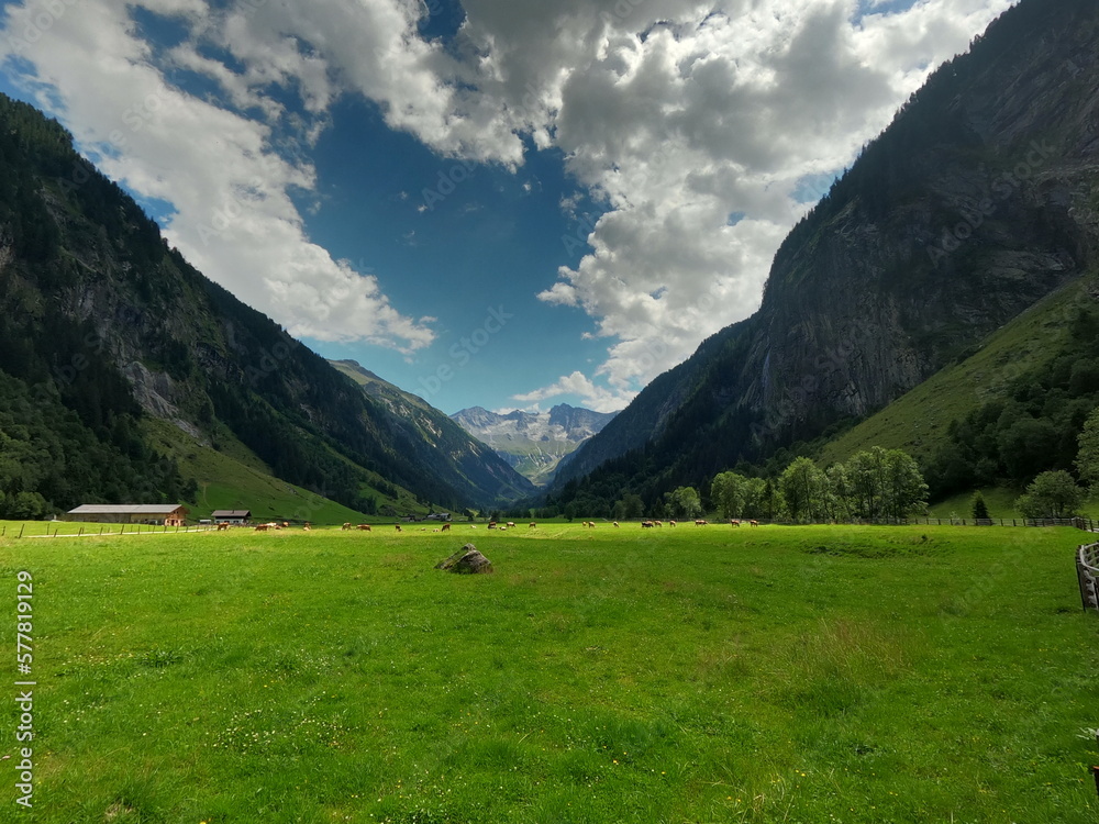 Mountain valley in in Mayrhofen Austria