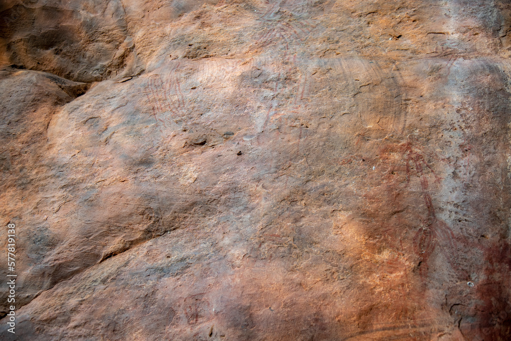 Prehistoric rock paintings in Badami in Karnataka, India