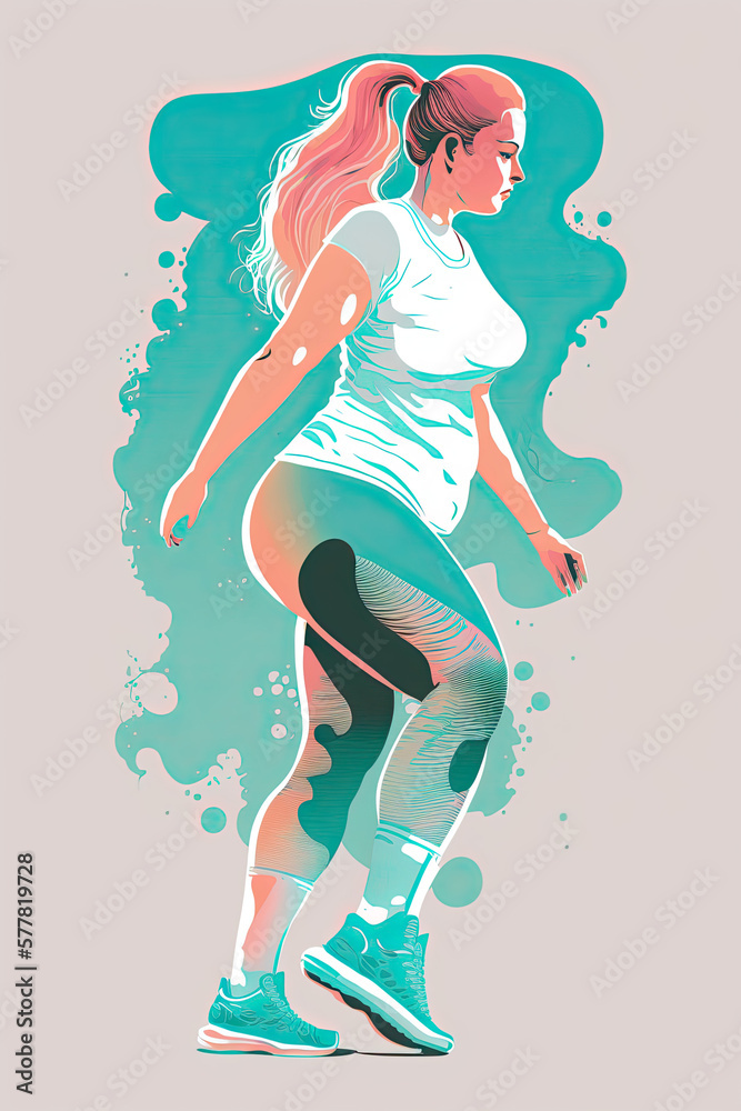 Fitness, Flat vector style, female, generative AI finalized in Photoshop by me Fitness, Flat vector style, female, generative AI finalized in Photoshop by me