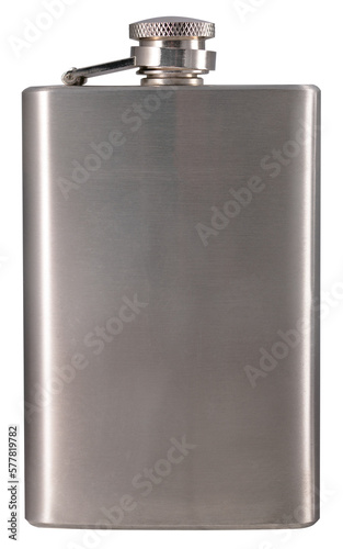 Obraz na plátně A metal flask for storing vodka. Isolated background.
