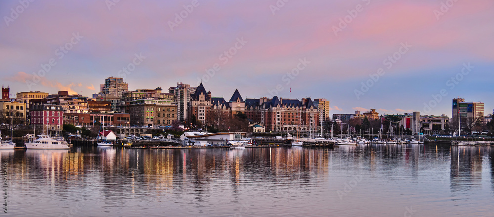 Victoria BC  harbor sunset. British Columbia. Canada