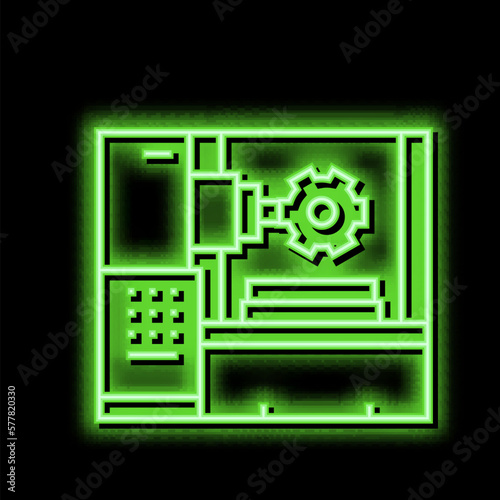 gear-machined apparatus neon glow icon illustration