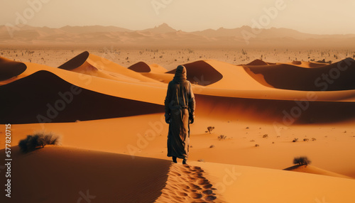 woman in the desert, sand dunes , landscape Generative AI, Generativ, KI