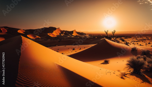 desert in the sun  sand  plants  cactus Generative AI  Generativ  KI