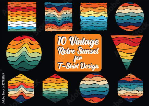 T-Shirt Design Bundles' Vintage Sunset Retro for T-Shirt Design Graphic