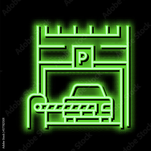 barrier of parking neon glow icon illustration