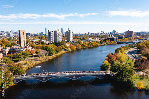 Tablou canvas Aerial View of the Charles River