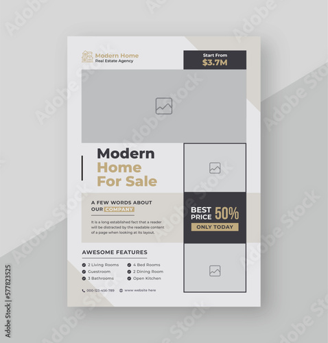 Real estate flyer design with a4 paper size, Modern property sale, Home rent flyer, banner, Leaflet, House flyer template for printing