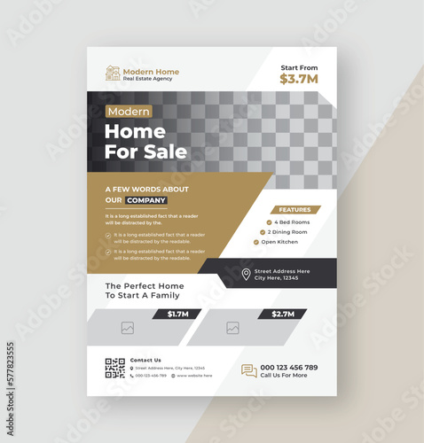 Real estate flyer design with a4 paper size, Modern property sale, Home rent flyer, banner, Leaflet, House flyer template for printing