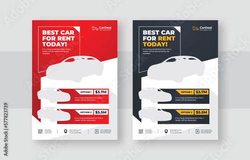 Stylish & modern Car Rental Flyer with a4 paper size, Auto repair services flyer, color variation, flyer, booklet, and leaflet template for printing