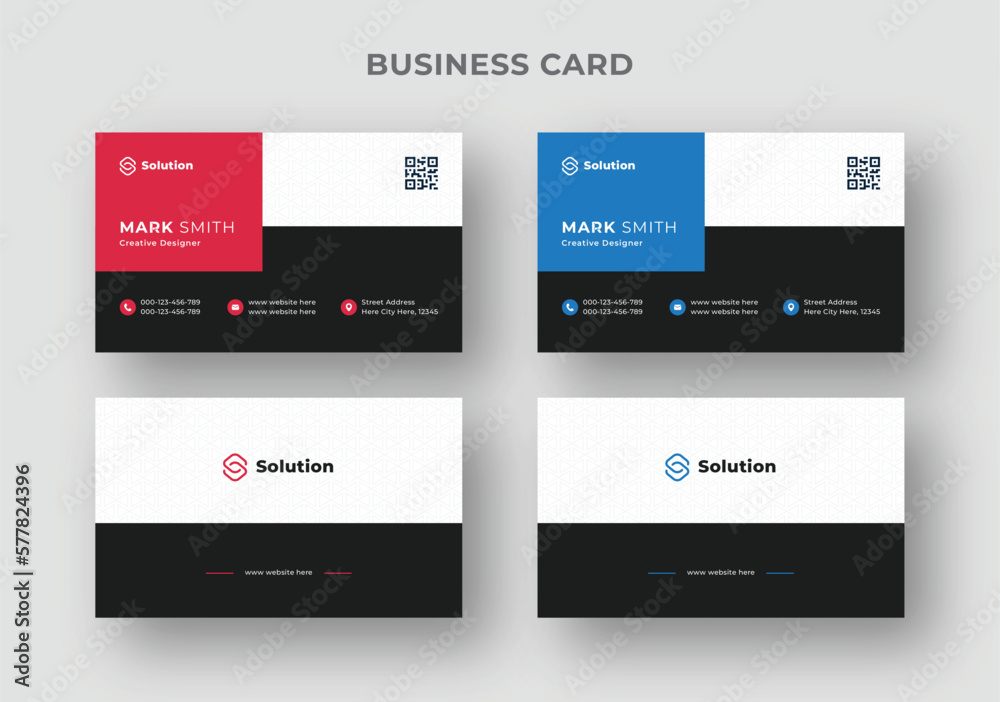 Simple and modern business card template with color variations Simple and modern business card template with color variations