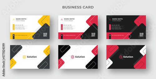Simple and modern business card template with color variations