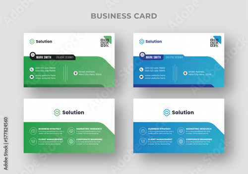 Simple and modern business card template with color variations