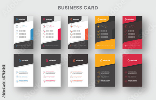 Vertical Business Card Template with color variation