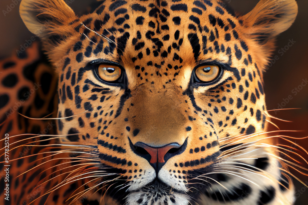 Close up portrait of Leopard. generative AI