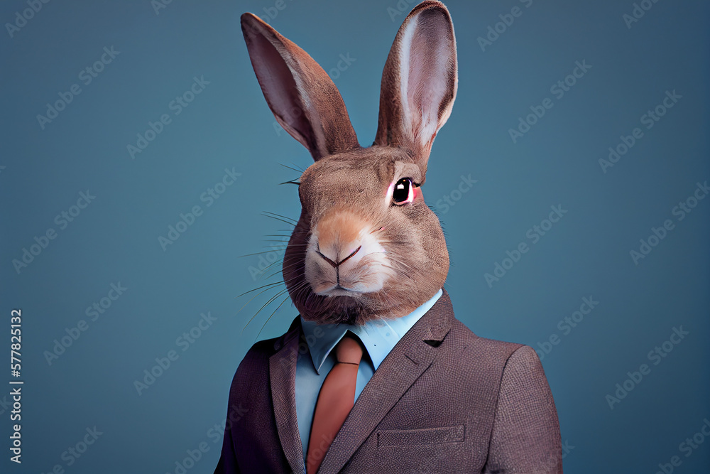 Portrait of easter bunny wearing a business suit. generative AI