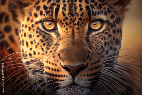 Close up portrait of Leopard. generative AI © Kurosch