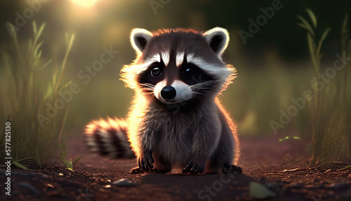 young cute raccoon generative AI