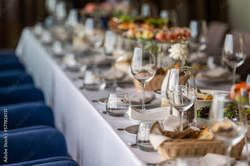 served table in a restaurant for receiving guests served table in a restaurant for receiving guests
